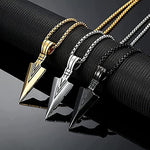 El Regalo Men's Stainless Steel Arrowhead Necklace for Boys/Men- Gift for Him (Silver Tone)