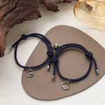 El Regalo 2 PCs Magnetic Couple Charm Bracelets Set for Best Friend- Mutual Attraction Magnet Matching Bracelets Rope Braided Bracelet Set for His Her Couples BFF Friendship Jewelry (2 PCs Black Set)