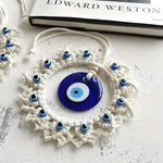 El Regalo Macrame Nazar Battu Wall Hanging with Big Evil Eye Charm | Handmade Bohemian Style Wall Decor for Home & Office | Macrame Evil Eye Protection Hanging (6.3 Inches Diameter)