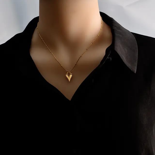 El Regalo Glamorous & Cute Stainless Steel Love Heart Pendant Necklace - Anti Tarnish, Waterproof, Elegant Gift for Girls & Women | Puffed Heart Design