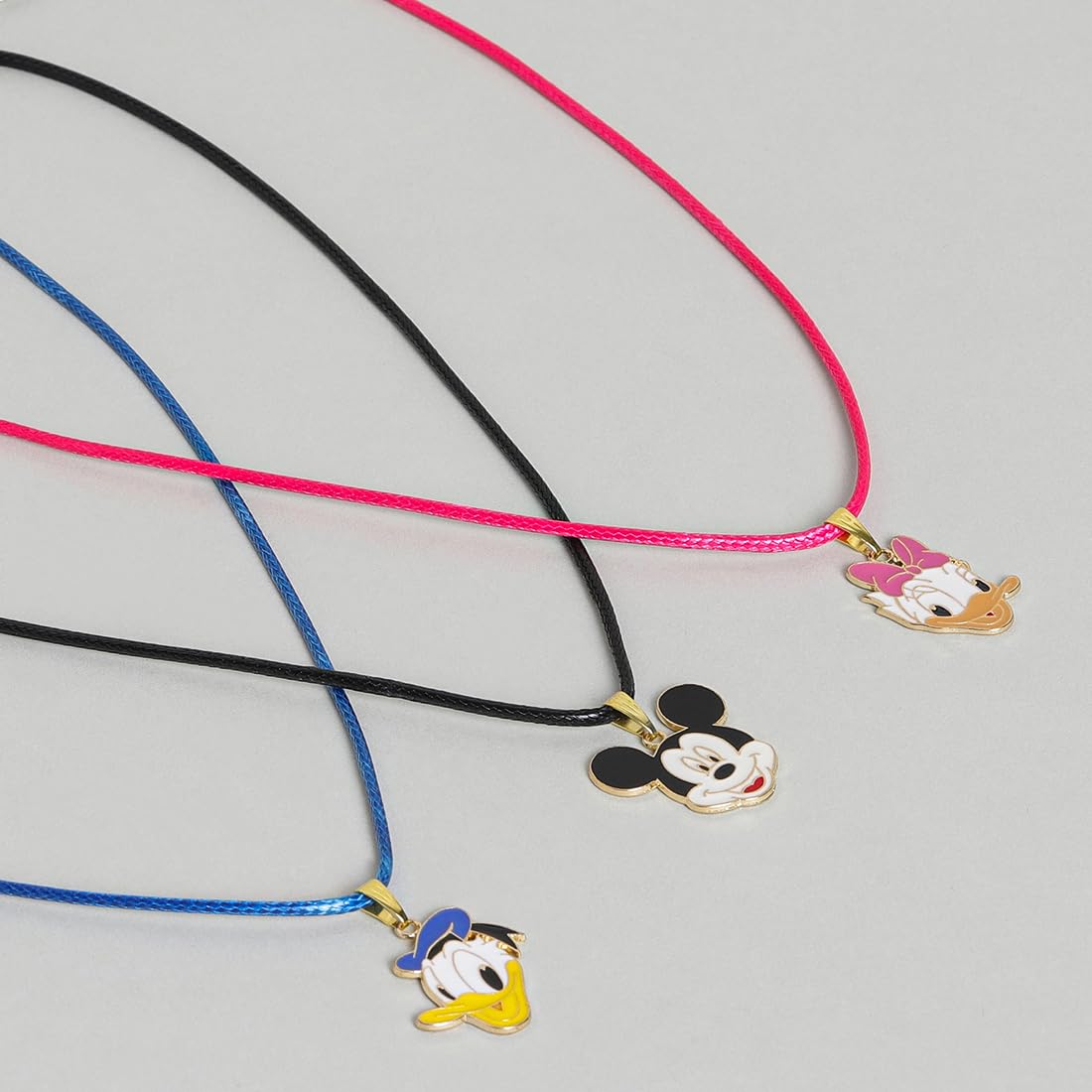 El Regalo 3PCs Cute Cartoon Unisex Pendant Necklaces Combo Set for Girls/Boys/Kids/Teens - Daisy, Conald, Mickey Charms Necklaces Combo