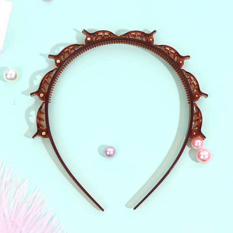 El Regalo Hair Styling Twist Clip Hairband- Brown Hair Styling Twist Clip Barrette Braid Tool Magic Hair Accessories Party Casual Headband for Girls