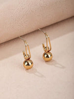 El Regalo Womens Minimalist & Trendy Golden Round Bead Earrings- Simple, Versatile Stainless Steel Stud Earrings