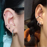 El Regalo 3 Pairs of Unisex Non-Piercing, Clip On Earrings for Girls/Boys/Men/Wome- Surgical Stainless Steel Hypoallergenic Huggie Fake Earrings (Silver)