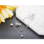 El Regalo 925 Silver Plated Dainty Flowers Threader Detachable Tassel Chain Leaves Wrap Earrings Crawler for Girls & Women