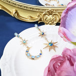 El Regalo Bohemian Moon Star Asymmetric Tassel Earrings- Crystal Moon & Sun Drop Earrings Long Retro Exquisite Punk Style Jewellery for Women Girls