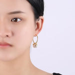 El Regalo Front Back Petals Pearls Stud Earrings- Gorgeous Gold Plated Pearl Drop Bud Earrings for Girls & Women
