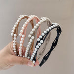 El Regalo Stretchable Foldable Pearl Headband for Women & Girls - Elegant Anti-Slip Hairband for Long & Short Hair, Portable Retractable Hair Accessory for Travel & Everyday Wear (Pink, One Size)