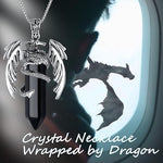 El Regalo Goth Gothic Viking Dragon Crystal Pendant Necklace for Men & Boys | Dragon Wing Necklace | Punk Biker Fantasy Statement Jewelry (Black)