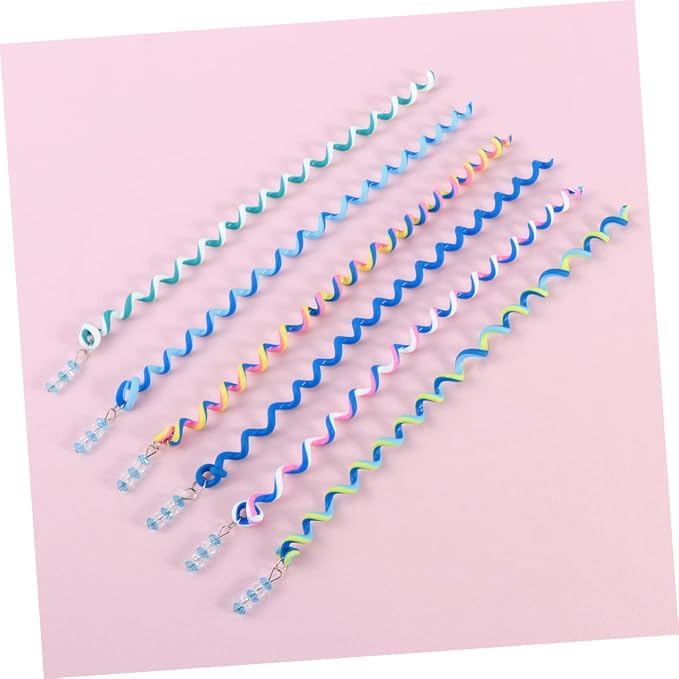 El Regalo Cute Girls Hair Band 6pcs/Lot Headband Crystal Long Elastic Headwear Rainbow Color Free Length Dreadlocks Hair Style Accessories (Rainbow)