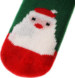 El Regalo 1 Pair Thermal Fluffy Socks for Kids- Girls/Boys - Soft Warm Fleece Lining Knitting Non-Slip Winter Slipper Socks - Christmas Santa, Heart & Giraffe (Green Christmas Socks, 3-6 Years)