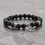 El Regalo OM Charm Healing Yoga 8mm Beads Stretchable Bracelets for Men/Women | OM Yoga Spiritual Jewelry (Black)