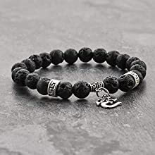 El Regalo OM Charm Healing Yoga 8mm Beads Stretchable Bracelets for Men/Women | OM Yoga Spiritual Jewelry (Black)