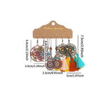El Regalo 3 Pairs Earrings Combo of Vintage Bohemian Dangle Earrings for Women, 3-Pair Multi-Pack, Handmade Retro Tribal Drop Jewelry, Ethnic Bronze & Silver Tone Statement Earrings (Style-7)