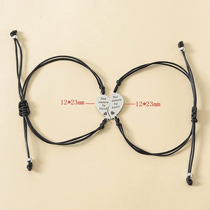 El Regalo 2PCs Best Friend Stainless Steel Not Sister by Blood But Sister by Heart Friendship Bracelet Set for Girls & Women