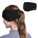 El Regalo 1PC Winter Fleece Ponytail Headband- Ear Warmer/Earmuff Headbands with Ponytail for Men, Women, Girls, Boys Fleece Ear Warmers Headband for Cold Weather Ski Yoga (Black)