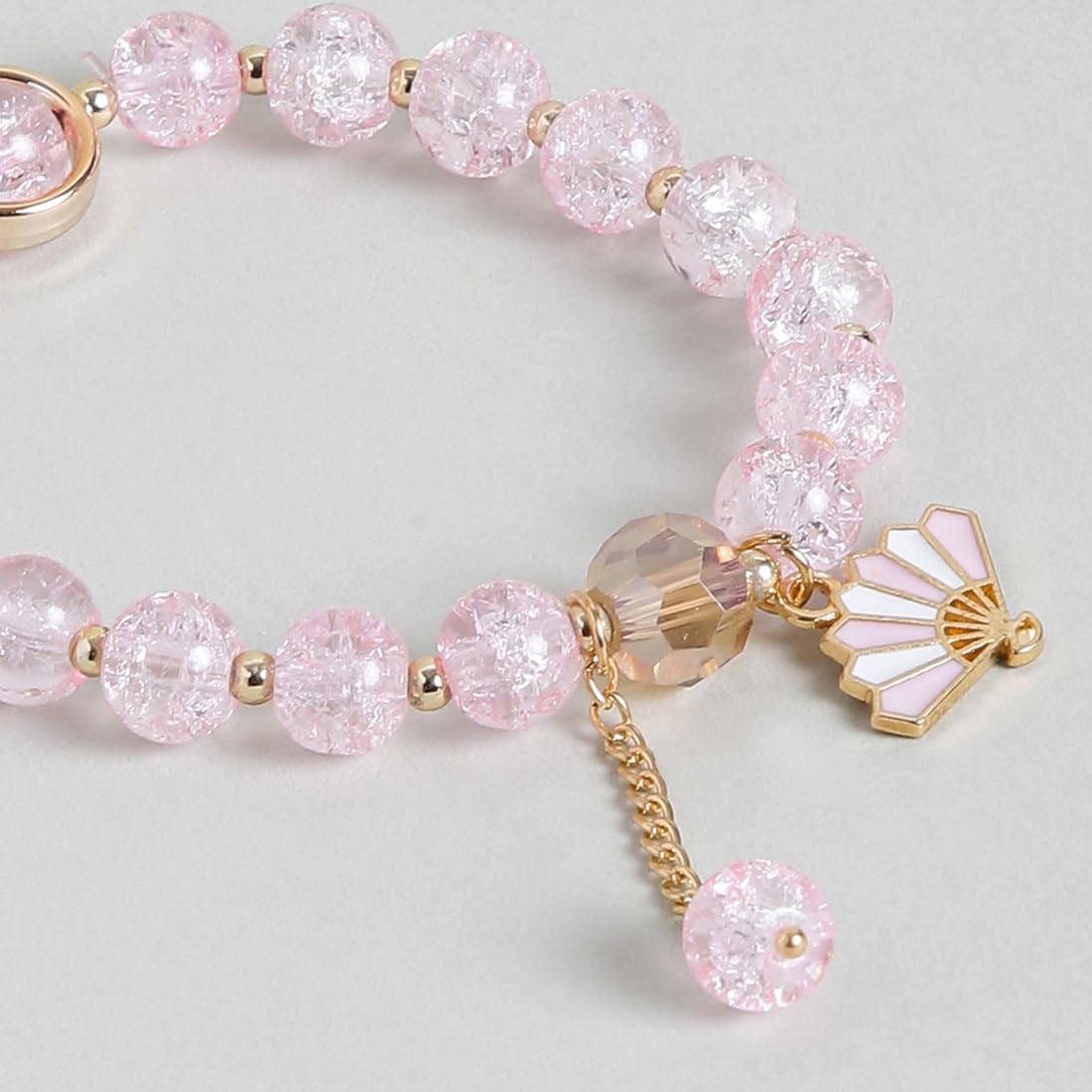 El Regalo 3PCs Opal Stone, Crystal Beads Tassel Bracelet With Cute Enamel Charms Star, Shell, Rainbow, Flowers, Swan, Pearls etc. for Kids/Girls/Teens/Women (Option-5)