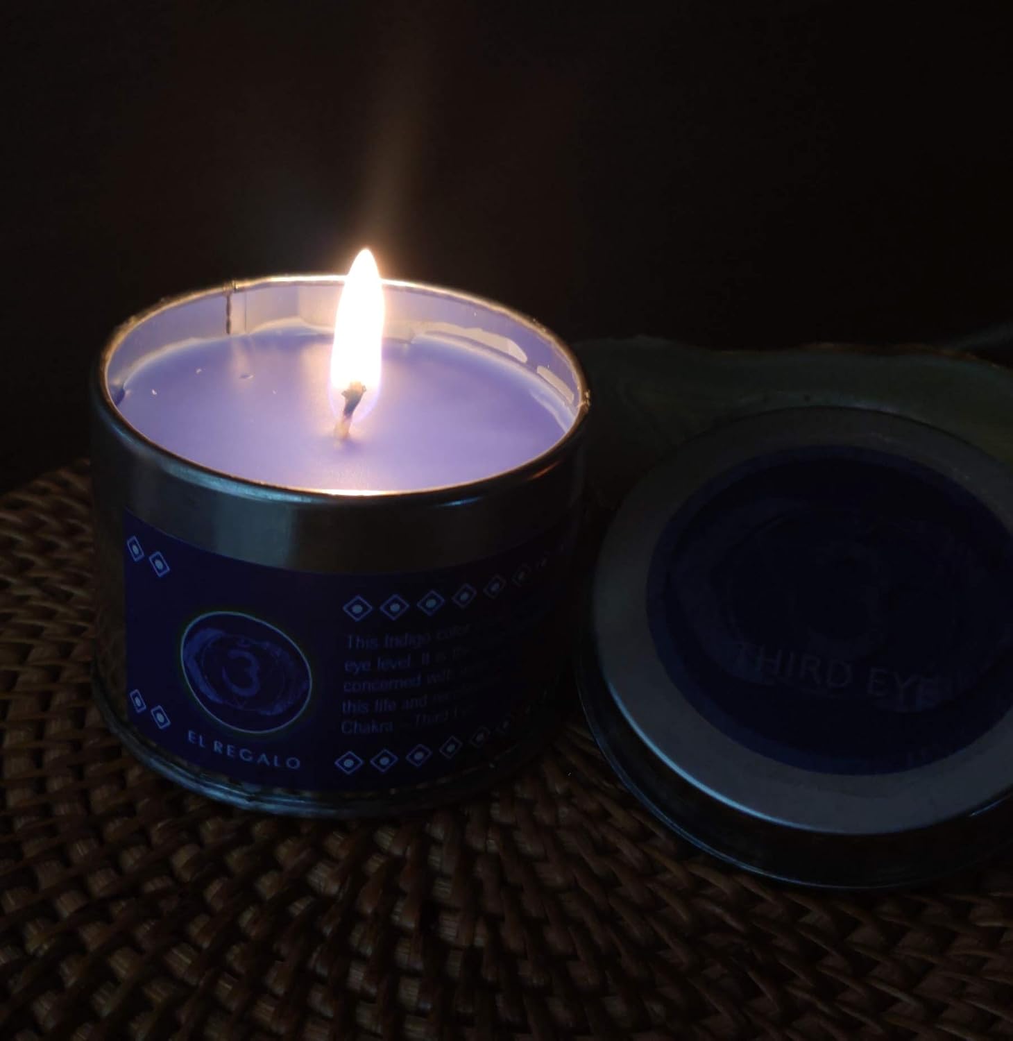 El Regalo Throat Chakra Tin Candles | Vishuddha Chakra Aromatherapy/Meditation Candles | Fragrances: Sandalwood