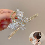 El Regalo Fancy Large Shark Hair Clutcher Clip - Metal Rhinestone Crystals Butterfly Hair Claw for Women - Wedding/Party Hair Accessories