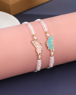 El Regalo 2PCs Butterfly Friendship Bracelets Set for Girls - Adjustable Handmade BFF Strand Bracelets for Best Friends - Symbolic Matching Jewelry for Birthday, Christmas, Graduation, Anniversary (White)