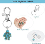 El Regalo 10PCs Lucky Little Turtle Keychain Set with White Organza Bag & Greeting Card - Good Luck Cute Mini Sea Turtle Inspirational Gift for Family, Friends, Coworkers