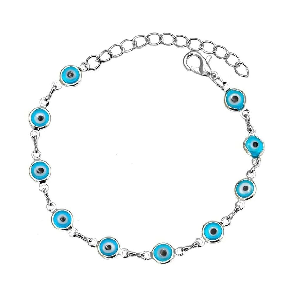 El Regalo Evil Eye Rakhi for Brother/Bhai with Roli Chawal, Rakhi Message Card in Rakhi Gift Box (Silver Blue)