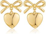 El Regalo Women's Stainless Steel Heart Hoop Earrings- Waterproof/Anti-Tarnish Vintage Love Drop Huggie Hoop Earrings For All Day Wear (Golden)