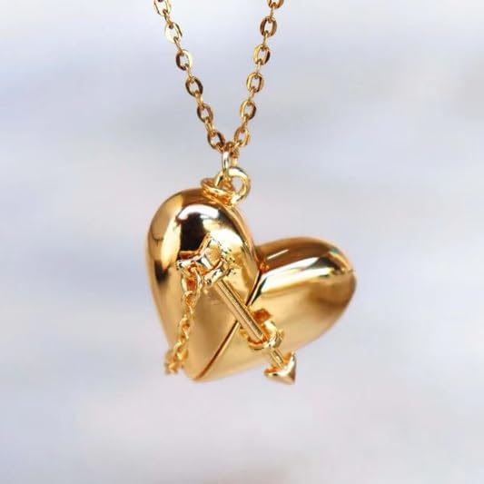 El Regalo Personalized Love Letter Openable Heart Necklace - 18K Gold Plated Secret Message Pendant with Cupid Arrow, Romantic Jewelry for Women & Girls, Valentine's, Birthday & Anniversary