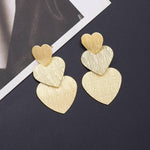 El Regalo Romantic Heart Tassel Metal Texture Long Earrings For Girls & Women Girls- Valentines Day Gift (Matt Golden)