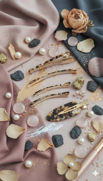 El Regalo 5-Piece Premium Acrylic Resin Hair Clip Set - Trendy Tortoise Shell & Marble Geometric Barrettes | Non-Slip Alligator Clips & Luxury Hair Pins for Women & Girls | Stylish Hair Accessories