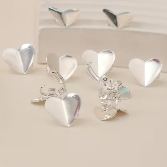 El Regalo 20 Pcs Gold & Silver Heart Small Matte Hair Claw Side Bangs Clips - Mini Hair Styling Tool & Hair Accessories for Women & Girls