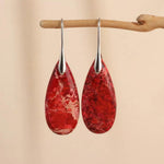 El Regalo Elegant Natural Stone Drop Earrings for Women | Vintage Teardrop Boho Dangle Earrings | Anti-Tarnish Western Statement Jewellery for Girls & Women (Red Silver)