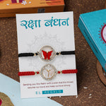 El Regalo 2 PCs Fancy CZ Butterfly Rakhis Combo Set - Beautiful 2 Rakhis Set with Roli Chawal, Rakhi Message Card in Rakhi Gift Box for Little Brother/Bhabhi/Niece/Nephew