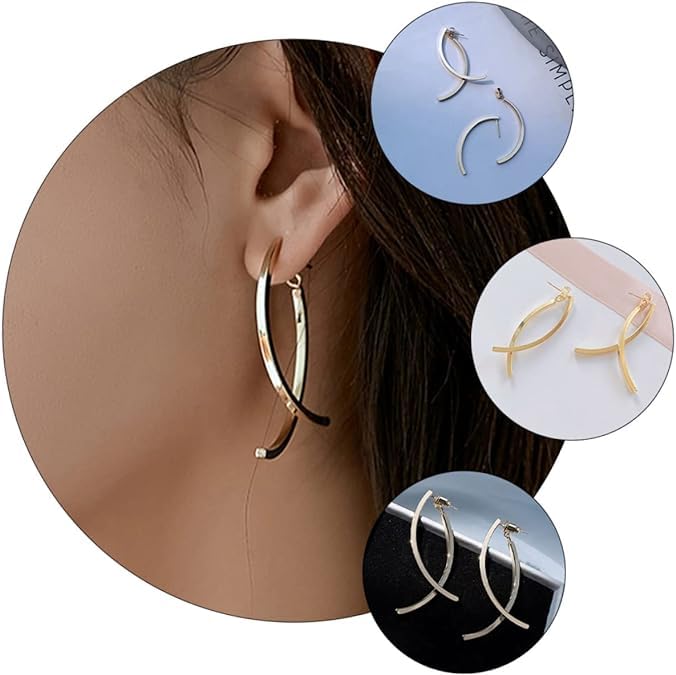 El Regalo Fashion Arch Earrings- Contemporary Back Hanging Dangle Earrings for Girls & Women