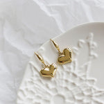 El Regalo Stainless Steel Heart Hoop Earrings- Waterproof/Anti-Tarnish Vintage Love Drop Huggie Hoop Earrings for All Day Wear (Gold-Hook)