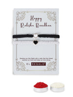 El Regalo 2PCs Minimalist & Elegant Heart Bracelet Rakhi Combo Set for Brother/Bhai/Bhaiya-Bhabhi with Roli-Chawal & Rakhi Gift Box - Handwoven, Beautifully Packaged (Black & White)