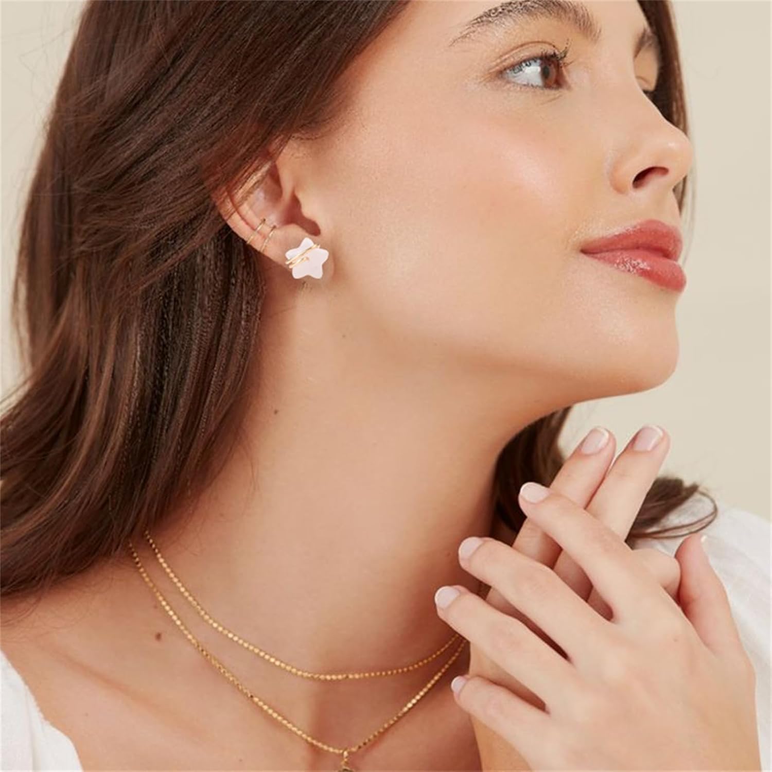 El Regalo Natural Stones Star Stud Earrings- Handcfated Wire Wrapped Celestial Star Earrings for Girls & Women (Pink Rose Quartz)