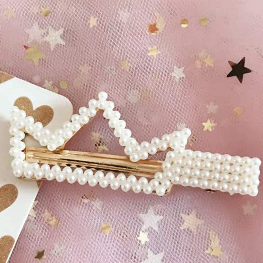 El Regalo 5 PCS Pearl Hair Clips | Large Pearls Hair Clips Pins for Women & Girls | Bridal Pearls Hair Accessories wedding Hair Clips/Tic Tac/Hairpins (Set-1)