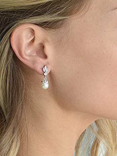 El Regalo Zircon Pearls Earrings- American Diamond Party Pearls Earrings for Girls & Women - Gift for Her (Ziron Pearl Stud Earrings)