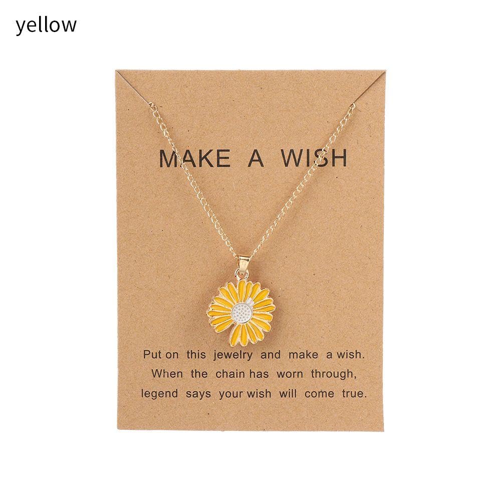 El Regalo 2 PCs White & Yellow Daisy Flower Pendant Necklace for Kids/Girls/Teens & Women- Gift for Her