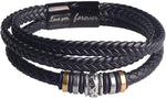 El Regalo Stainless Steel Men Leather Bracelet Love You Forever with Magnetic Clasp- Handmade Braided Rope Bracelet with Hypoallergenic Magnetic Clasp