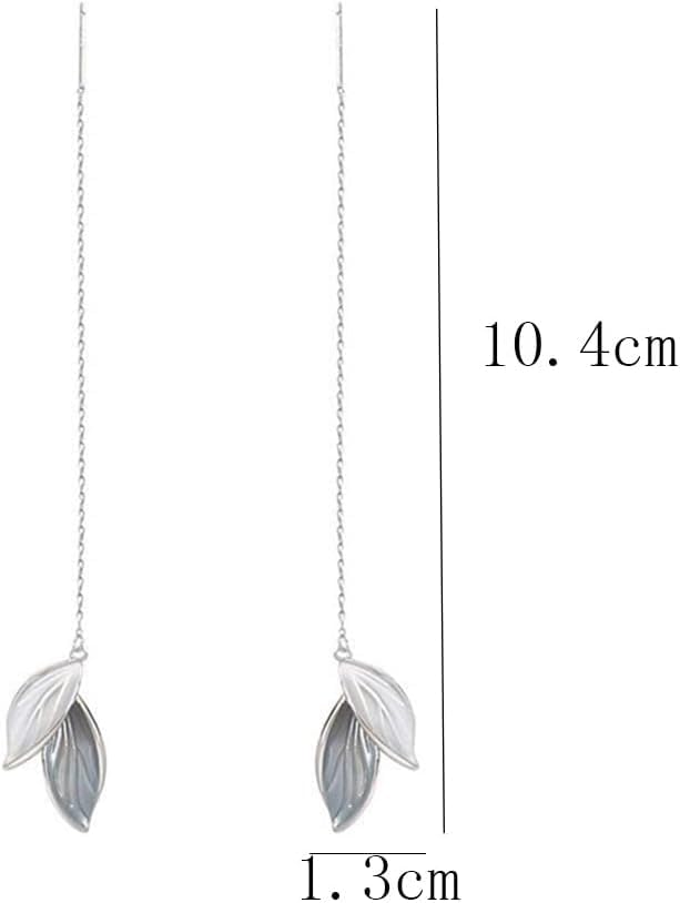 El Regalo Leaves Threader Earrings for Girls & Women- Contemporary Oil Drip Enameled Leaf Tassel Earrings