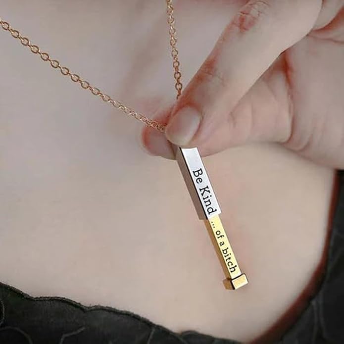 El Regalo Stainless Steel Be Kind Of A Bi*ches Hidden Message Necklace for Girls & Women- Best Friends Sorority Sisters Friendship Jewelry