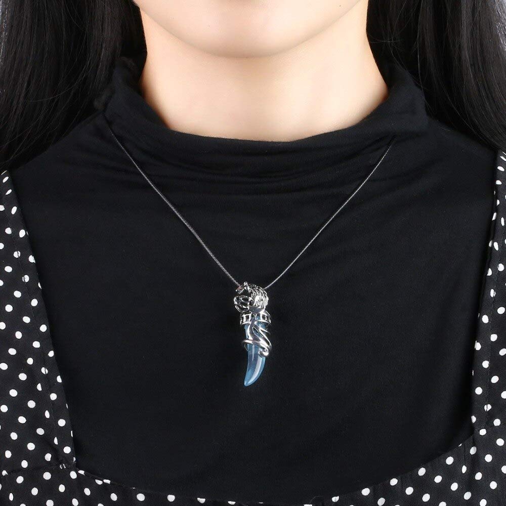 El Regalo Unisex Tooth Pendant Necklaces | Stainless Steel Crystal Pendant Adjustable Black Cord Unisex Necklace for Women & Men (Blue)