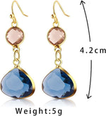 El Regalo Simulated Navy Blue Sapphire & Champagne Topaz Crystal Earrings- Hypoallergenic Dangle Drops Crystal Earrings for Girls & Women (Blue)