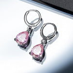 El Regalo Cute Cubic Zirconia Cut Stones Hoop Earrings for Girls & Women- Classic Teardrop Shape Zircon Drop Dangle Earrings (Baby Pink)