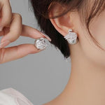 El Regalo Premium Luxury 2-Way Front Back Swan Pearl Earrings for Women and Girls | Sparkling CZ Studded Ear Jackets Convertible Western Studs | Elegant Wedding, Party & Daily Fashion Jewelry Gift