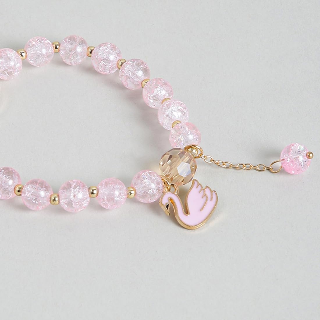 El Regalo 3PCs Opal Stone, Crystal Beads Tassel Bracelet With Cute Enamel Charms Star, Shell, Rainbow, Flowers, Swan, Pearls etc. for Kids/Girls/Teens/Women (Option-1)