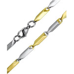 El Regalo Elegant Dual Tone Stainless Steel Unisex Rice Chain for Men & Women- Gold Silver Tone - Italian Dual Tone Rice Anti Tarnish/Waterproof Chain
