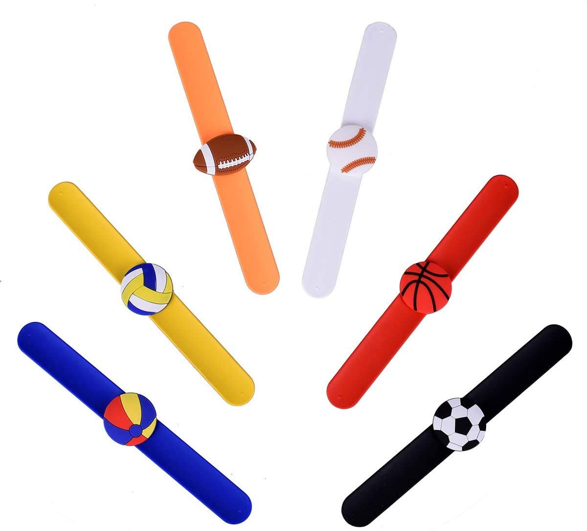 El Regalo 2 PCs Sport Ball Themed Party Football Wristbands for Kids Boys & Girls | Silicon Wrist Slap Bands with Removable Sport Balls Charms for Fun Kids Party Favors (Red & Yellow)